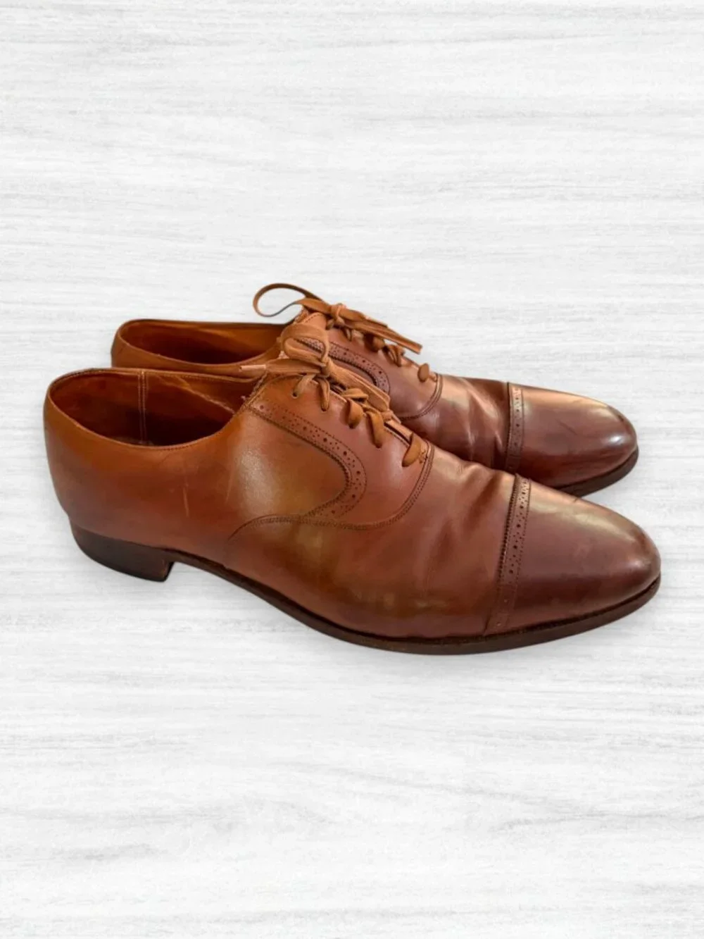 Polo Ralph Lauren Made in England Brown Leather Cap Toe Oxford Shoes 12